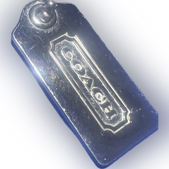 COACH Silver Nickel Metal Key Fob Bag Charm Keychain Hang Tag 1.75” Long - Picture 1 of 8
